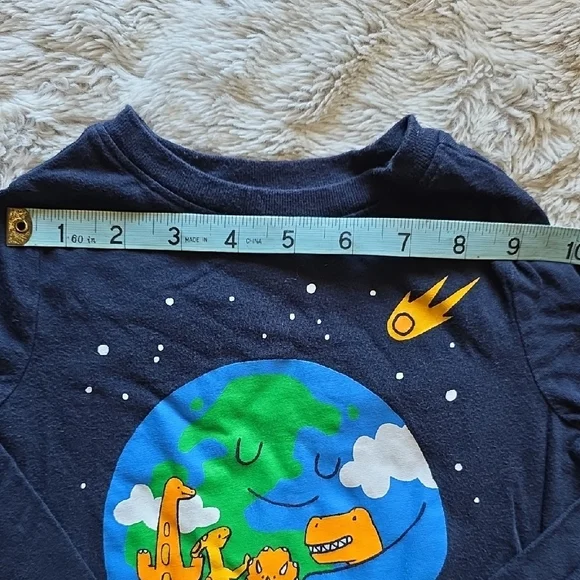 Old Navy Navy Blue Earth/Dinosaur Long Sleeve Tee - Picture 3 of 4